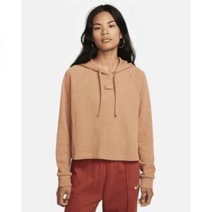 Nike Sportswear Women’s Knit Cropped Hoodie Cognac Size XL